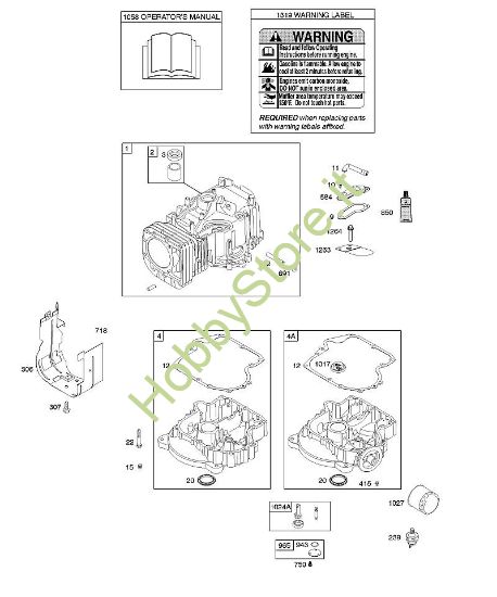 H - Cilindro, coppa motore, manuale per l'uso, etichetta di avvertenza B&S - 21 €¦ 21A907-0146-E1 brand Stihl
